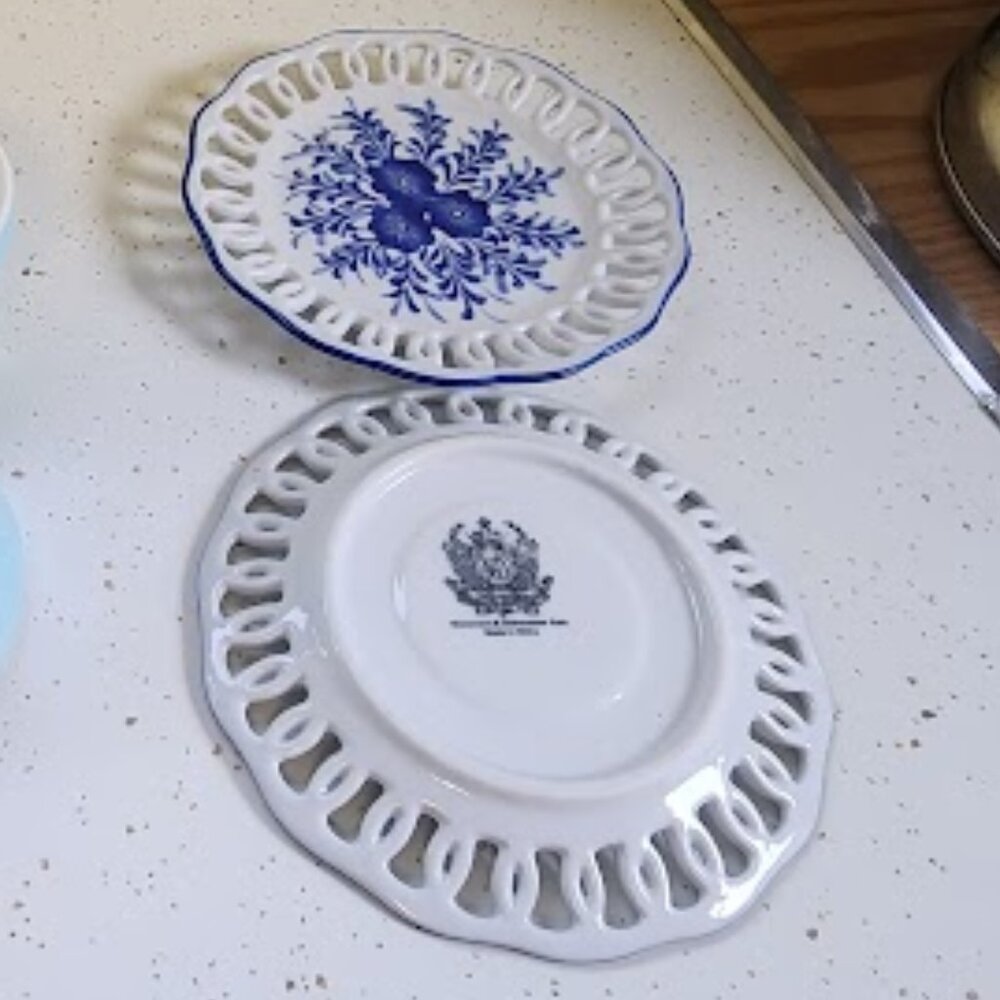 Vintage N.D. Hand Painted Ceramic Dinner Plates- Set of 2